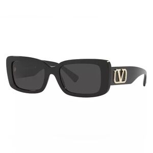 Valentino VA4108 53 Black and Gold Rectangular Sunglasses